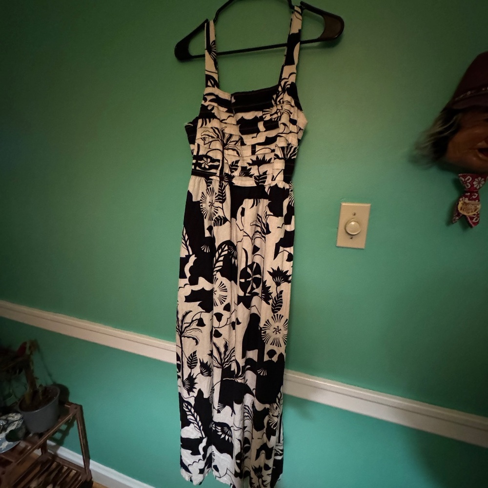 Maxi Dress - Black and White Floral Modern